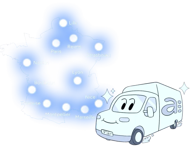 Map with a van